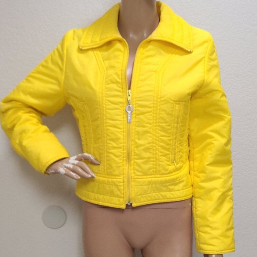 VINTAGE 1960s OSSI CROPPED MOD SKI JACKET LOGO KEY TOGGLE STAR QUILTING sz S/M
